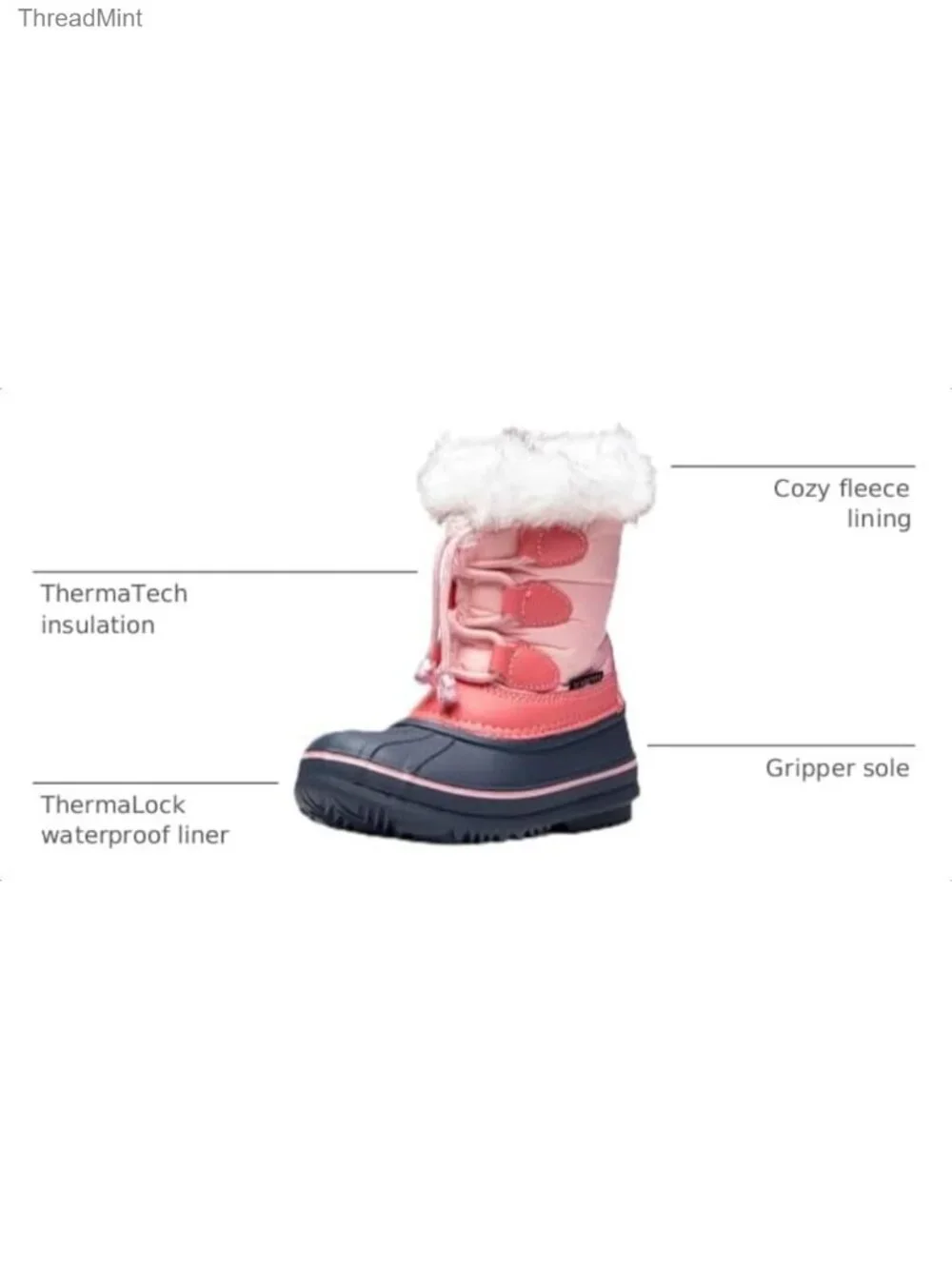 Unisex Child Snow Boots ThermaTech Insulated Waterproof Winter Boot